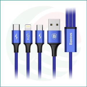 BASEUS 3 in 1 Rapid Series | 3A Charging Cable, USB to TYPE C + Lightning + Micro USB Cable