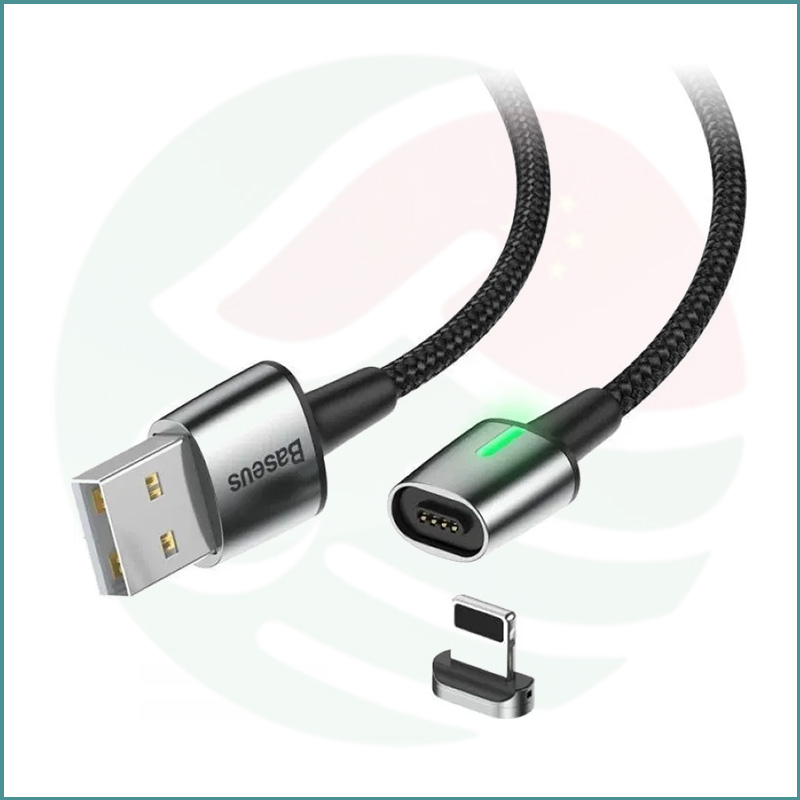 Baseus Zinc Magnetic USB To Lightning Cable For iPhone | 480Mbps | Magnetic Connector | 1m/2m (Pouch Packing) - Image 2