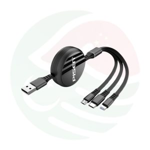 Pisen 3 IN 1 Retractable Charging Data Cable USB to Type-C/IP/Micro- pouch packing