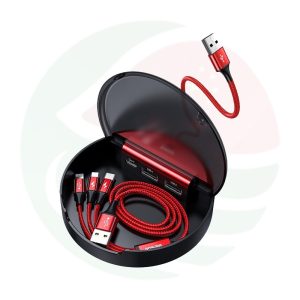 Baseus Car Sharing Charging Station(Type-C+Dual USB with Three-in-one M+L+T Data Cable)Red|Pouch packing