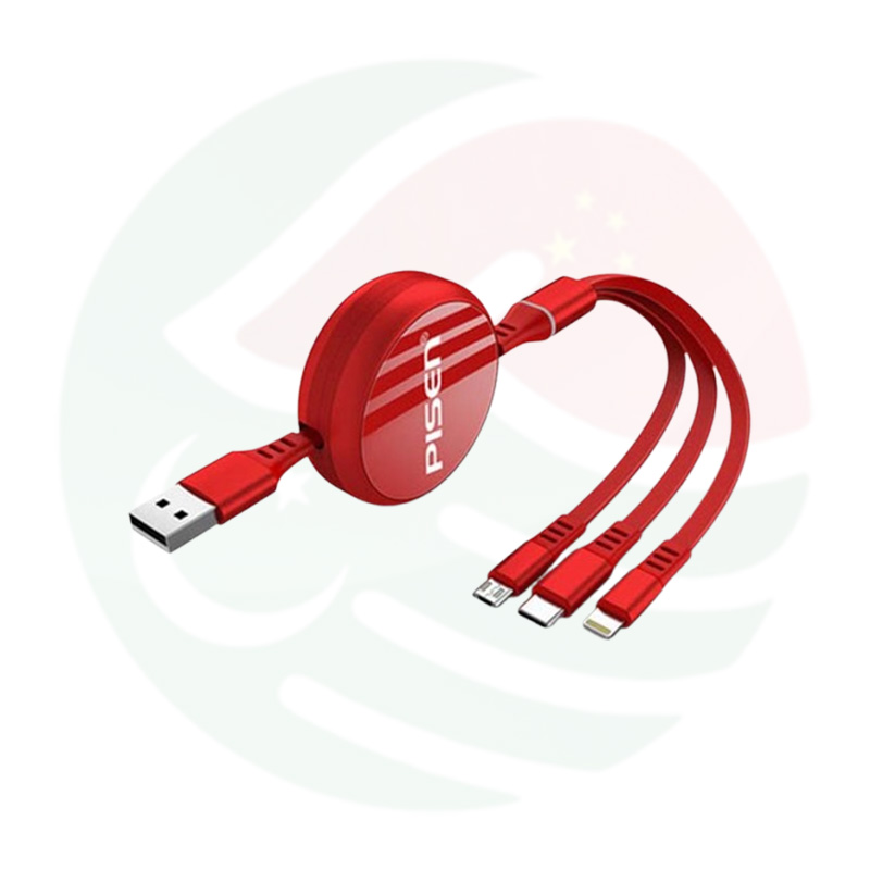 Pisen 3 IN 1 Retractable Charging Data Cable USB to Type-C/IP/Micro- pouch packing - Image 3