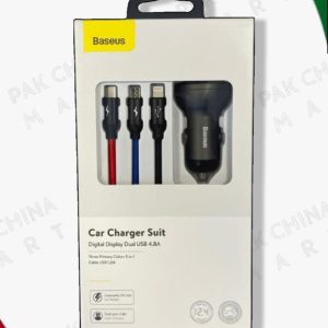 Baseus Car Charger Suit Digital Display Dual USB 4.8A with 3in1 Cable