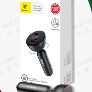 Baseus Shake Head Digital Display Car Charger 4.8A Quick Charge 360degree Rotation