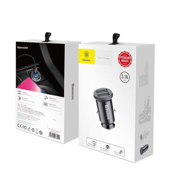 BASEUS Grain Car Charger Dual USB 3.1A MAX