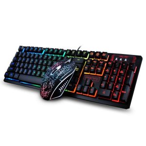 PSFY K-13 Gaming Combo Keyboard and mouse, Backlit Multimedia Ergonomic Usb Gaming Keyboard + 2400DPI Optical Gaming Mouse Sets + Mousepad