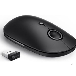 NEZA Wireless Mouse, 2.4G Laptop Mouse, Silent Slim Mouse, Computer Mouse, Black & Grey