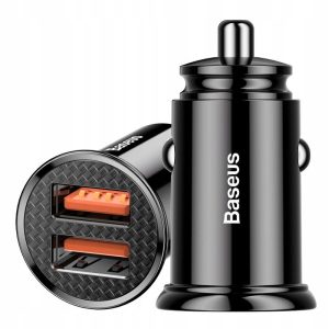 Baseus Car Charger Dual QC 3.0, 30 w, BS-C16Q1 CC, Fast Car Charger with Two USB Quick Charge 3.0 Ports