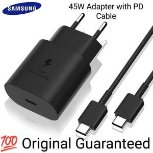 Original Samsung 45w Super Fast Charger With Type C To C Cable - Without box