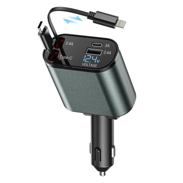 120w 4 in 1 retractable car charger