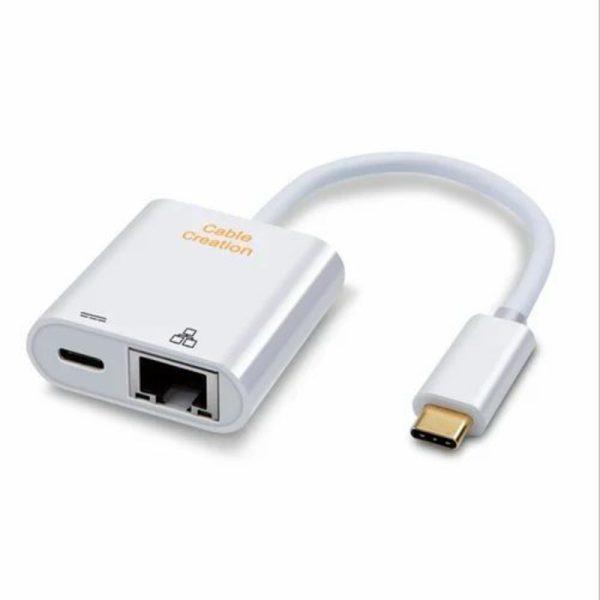 CABLE CREATIONS TYPE C TO gigabit ETHERNET + TYPE C Hub (Pouch Pack)