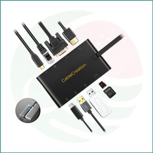 CableCreation 9-in-1 USB C Hub | Thunderbolt 3 Dock with HDMI 4K, VGA, 2 USB 3.0, Ethernet, SD/TF Card Slot, USB C Data Port and USB C 100W PD