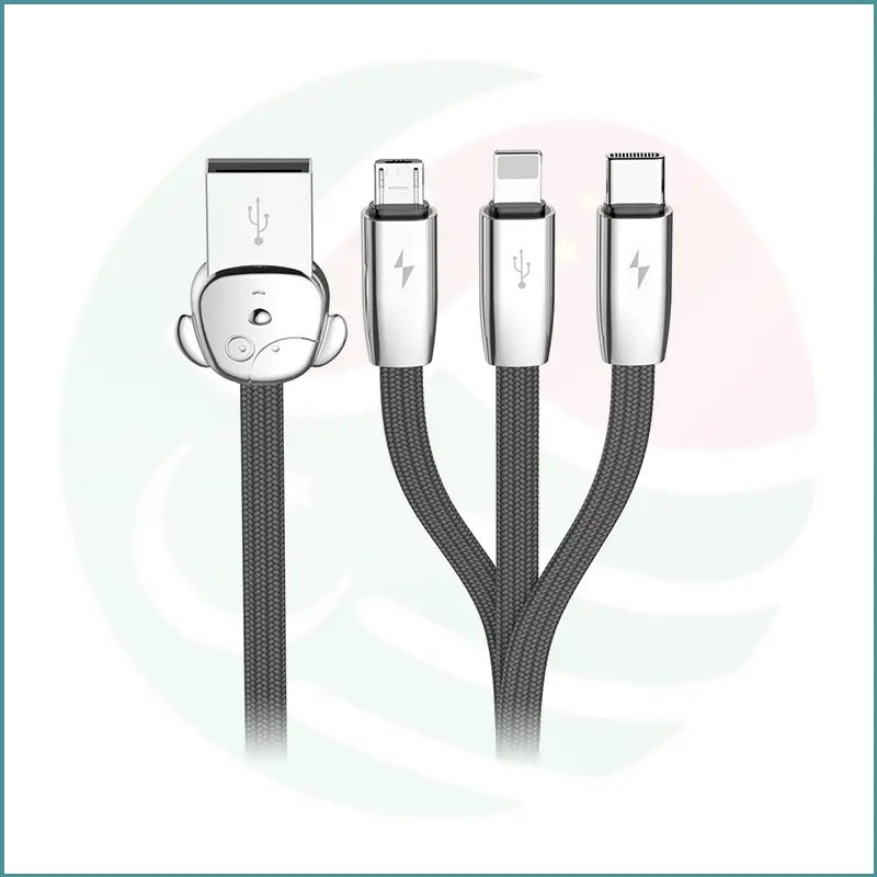 Baseus FuWang 3‑in‑1 Charging Cable | Lightning, Micro USB & Type‑C | 1.2m | 3A