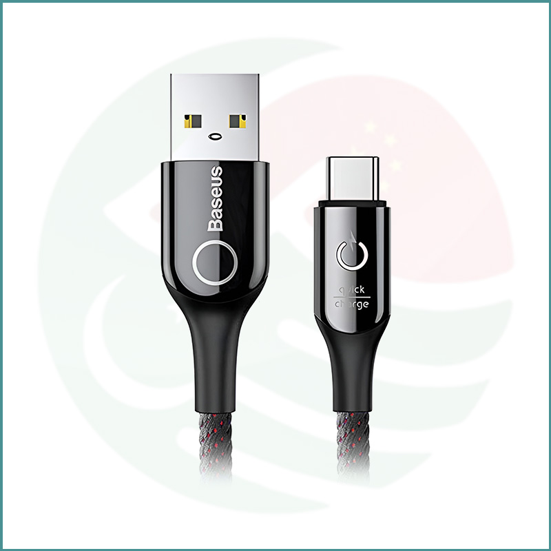 Baseus C‑Shaped Light Intelligent Power‑Off Cable | Type‑C | 3A Fast Charging | 1m