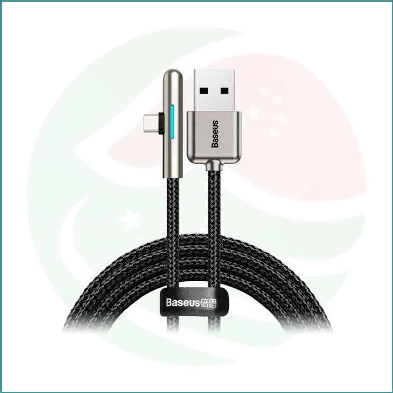 Baseus Iridescent Lamp USB to Type-C | L-Shaped Gaming Cable | 40W HW Flash Charge | 4A | Mobile Gaming - Image 3