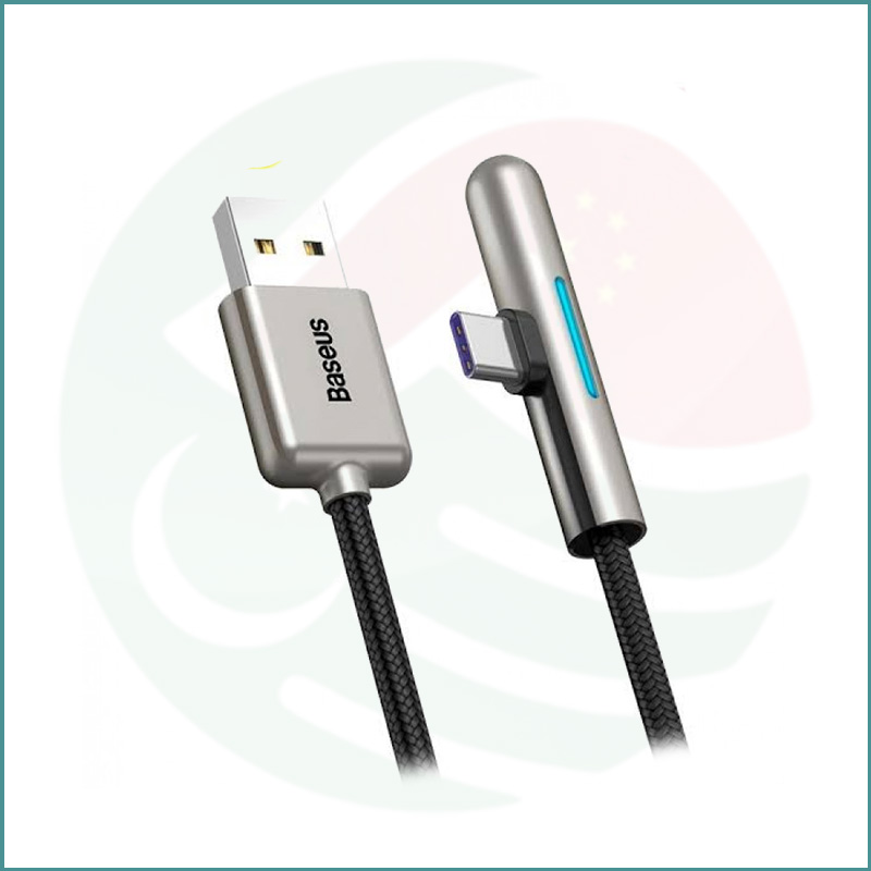 Baseus Iridescent Lamp USB to Type-C | L-Shaped Gaming Cable | 40W HW Flash Charge | 4A | Mobile Gaming - Image 5