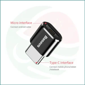 Baseus Mini Micro USB Female to Type‑C Male Adapter | Fast Charging 2.4A | Compact