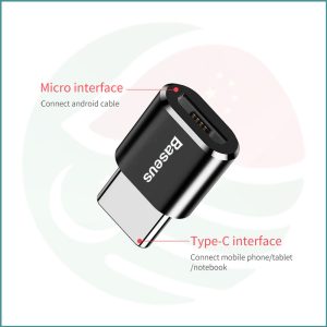 Baseus Mini Micro USB Female to Type‑C Male Adapter | Fast Charging 2.4A | Compact