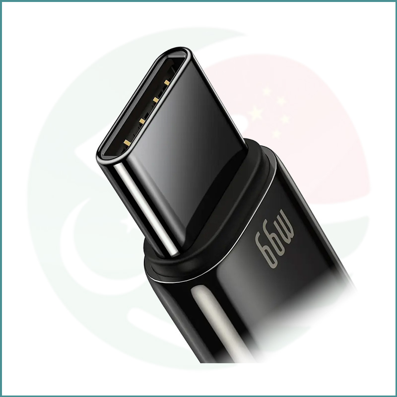 Baseus Tungsten Gold USB-A to USB-C Fast Charging Data Cable, 66W PD, 1m / 2m, Black - Image 4