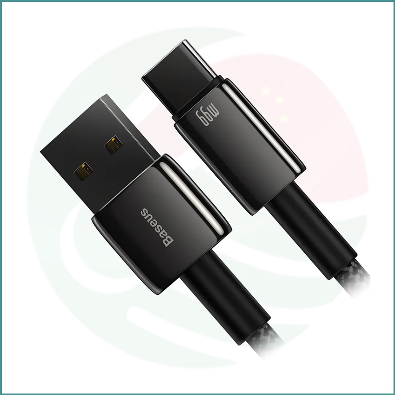 Baseus Tungsten Gold USB-A to USB-C Fast Charging Data Cable, 66W PD, 1m / 2m, Black - Image 6