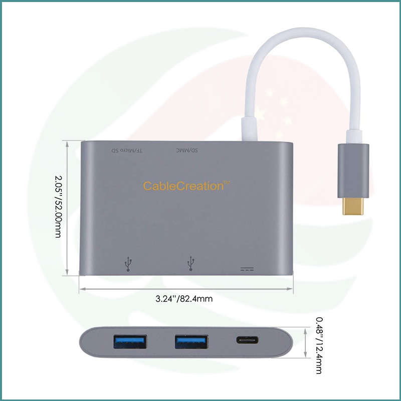 CableCreation USB‑C Hub | 2×USB 3.0 + Type‑C PD + SD/TF Card Reader | 5Gbps | 60W Charging - Image 3