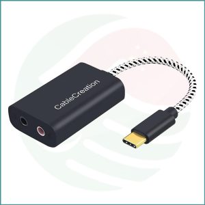 CableCreation USB‑C External Sound Card | 3.5mm Audio Jack | Microphone + Headphone Adapter | Hi‑Fi DAC