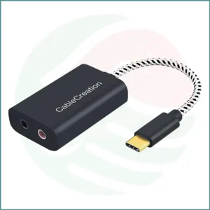 CableCreation USB‑C External Sound Card | 3.5mm Audio Jack | Microphone + Headphone Adapter | Hi‑Fi DAC