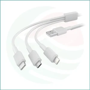 Lecun 3‑in‑1 Charging Cable | USB to Lightning, Micro USB & Type‑C | 1.2m | White