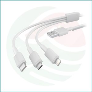 Lecun 3‑in‑1 Charging Cable | USB to Lightning, Micro USB & Type‑C | 1.2m | White