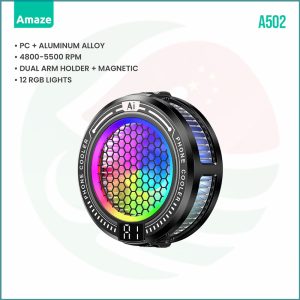 Amaze Snow Core AI Mobile Cooling Radiator | A502 | 5500 RPM | 3 Smart Modes | Dual Magnetic Grip | RGB Lights