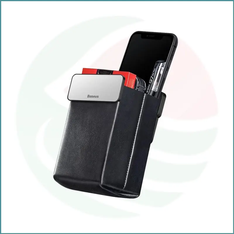 Baseus Magic Car Storage Pocket Cover | Black & Silver | Magnetic Latch | Leather Trim