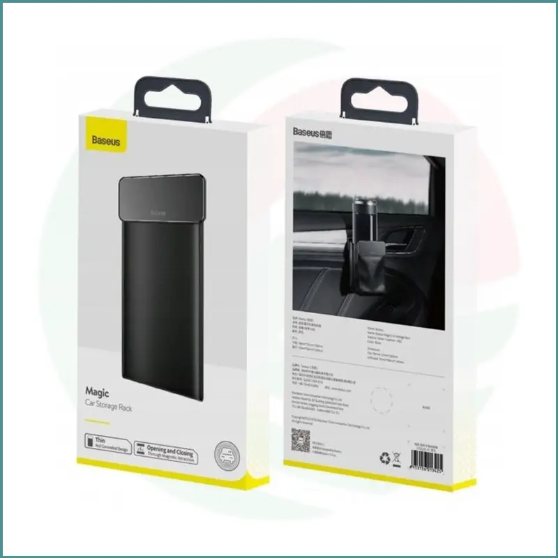 Baseus Magic Car Storage Pocket Cover | Black & Silver | Magnetic Latch | Leather Trim - Image 4