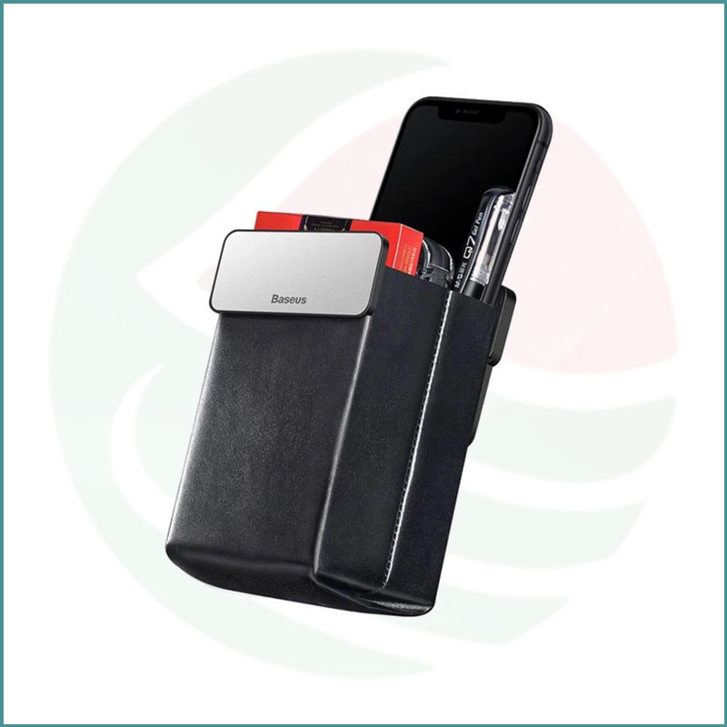 Baseus Magic Car Storage Pocket Cover | Black & Silver | Magnetic Latch | Leather Trim