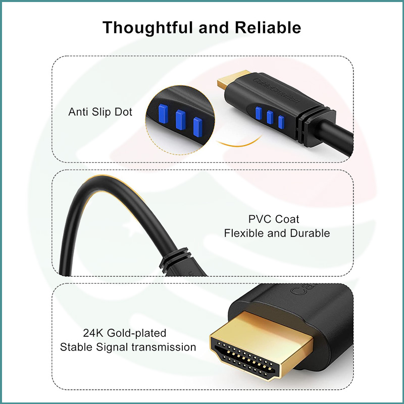 CableCreation 4K HDMI To Down Angled HDMI Cable | 3ft | 90° Right Angle | 4K@60Hz | 3D Video - Image 3