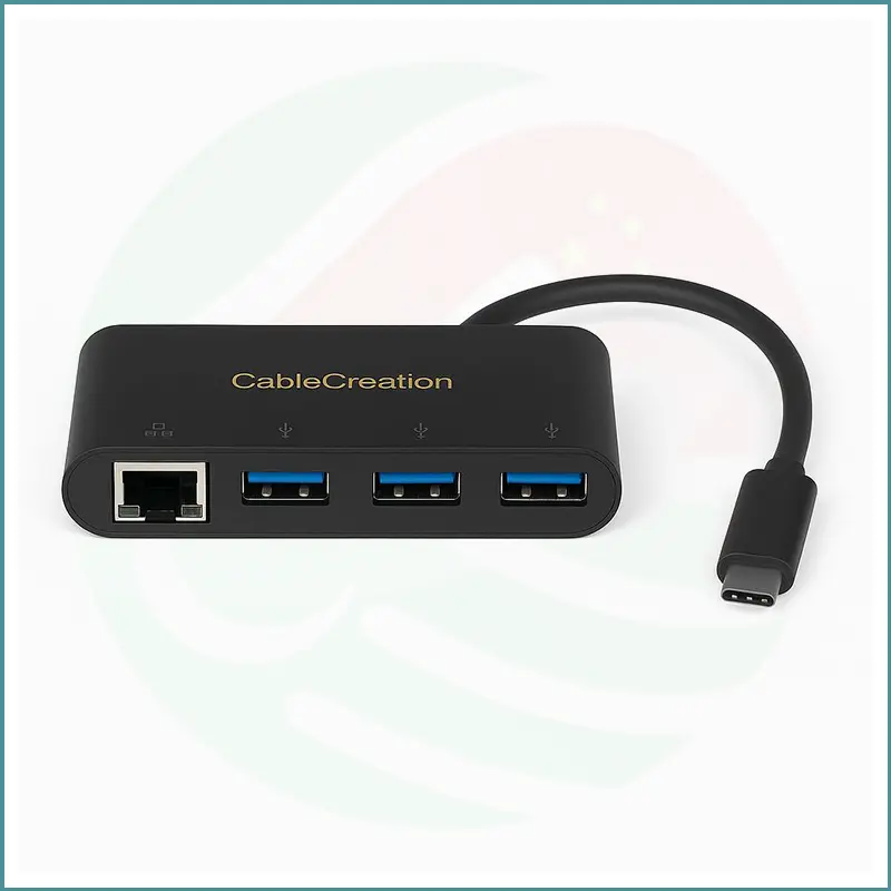 CableCreation USB‑C to 3‑Port USB 3.0 Hub + Gigabit Ethernet Adapter | 12cm | 5Gbps - Image 2