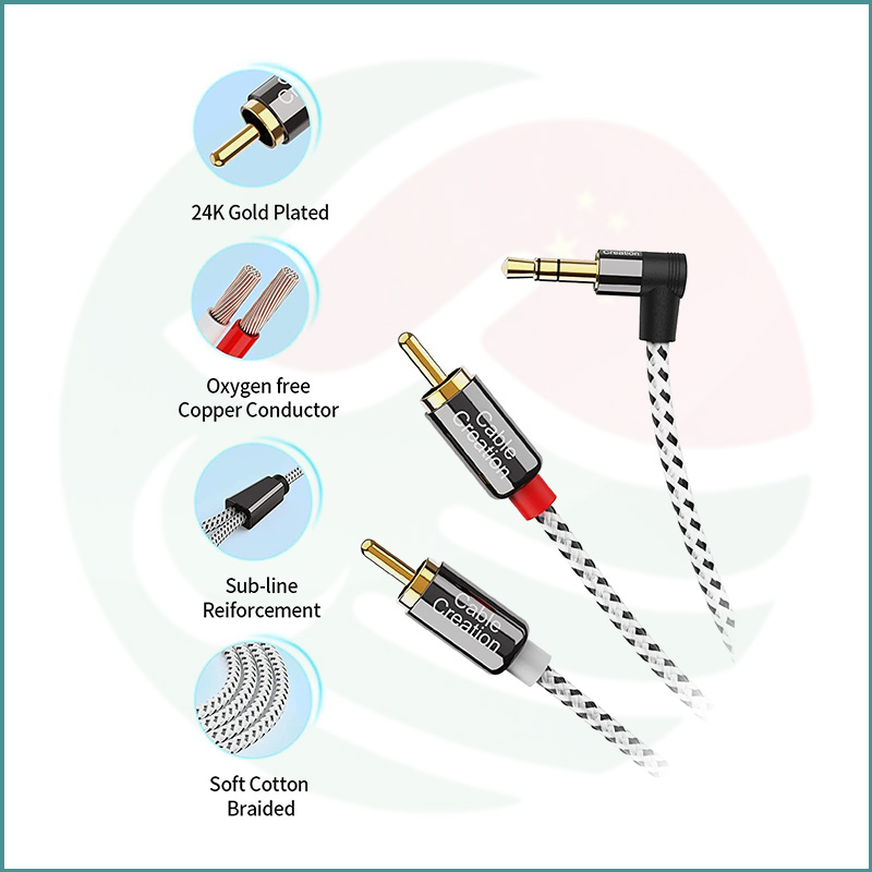 CableCreation 3.5mm to 2RCA Stereo Audio Cable | 3m | Gold‑Plated | Bi‑Directional - Image 3