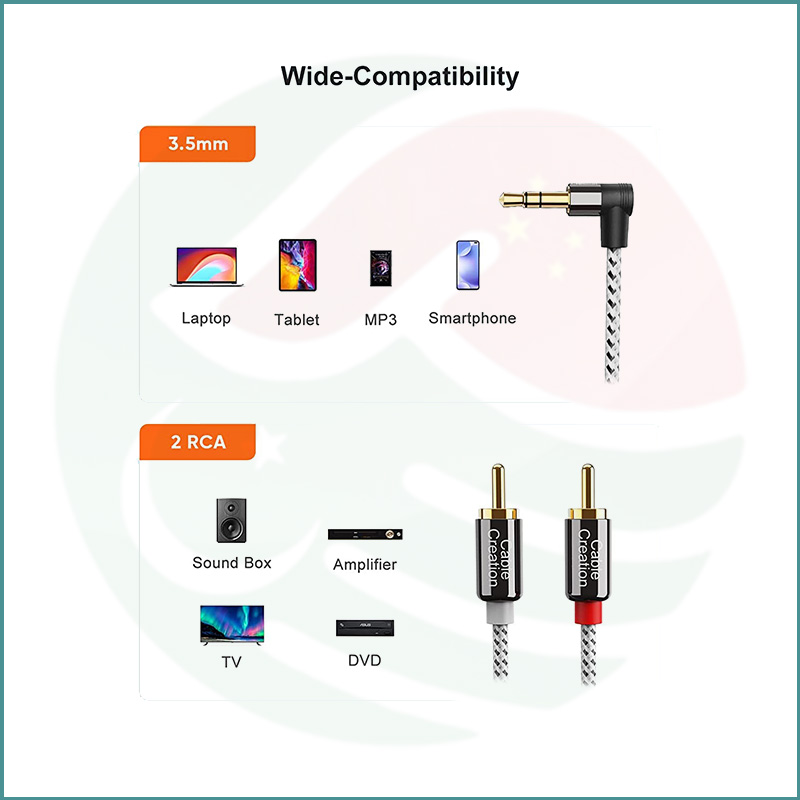 CableCreation 3.5mm to 2RCA Stereo Audio Cable | 3m | Gold‑Plated | Bi‑Directional - Image 4