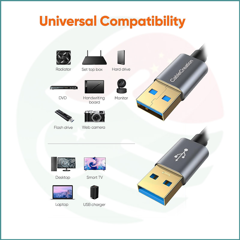 CableCreation USB 3.0 Type‑A Male to Male Cable | SuperSpeed 5Gbps | Space Gray | Gold‑Plated | Durable Aluminum Alloy - Image 3