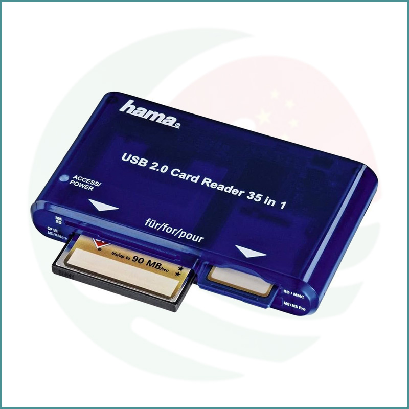 Hama 35‑in‑1 USB 2.0 Multi Card Reader | SD/microSD/CompactFlash/MS & MS Duo | Blue