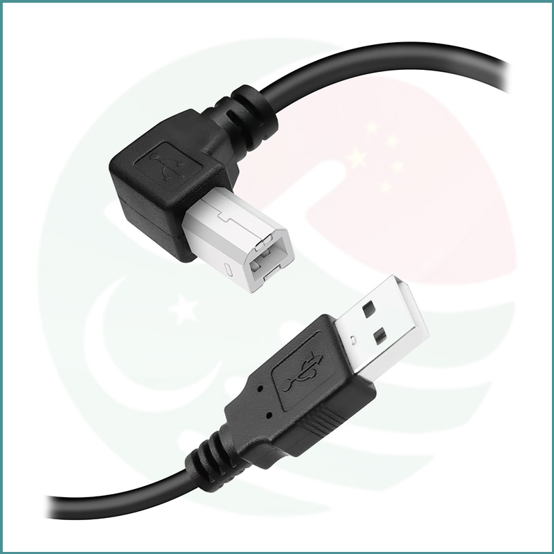 USB A Male To USB B 2.0 Male 90° Left Angle Printer Cable | 1.8m - Image 2