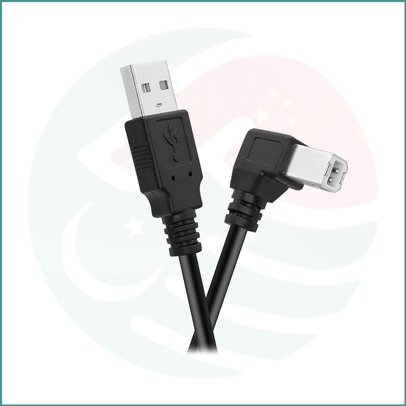 USB A Male To USB B 2.0 Male 90° Left Angle Printer Cable | 1.8m