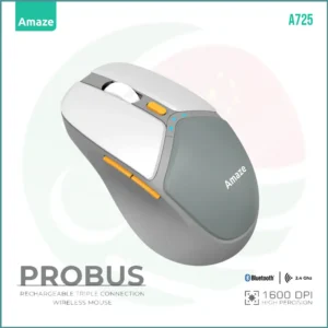 Amaze Probus A725 Triple Connection Wireless Mouse | Silent Touch | Adjustable DPI | RGB Lighting | Type‑C Rechargeable