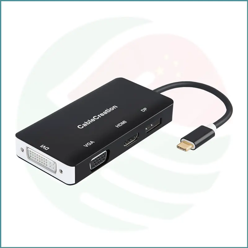 CableCreation 4‑in‑1 USB‑C to HDMI 4K + DP 4K + DVI + VGA Adapter | Thunderbolt 3 Compatible