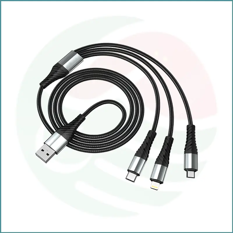 Kujia 3‑in‑1 Braided Cable | Lightning + Type‑C + Micro‑USB | Rapid Charge & Sync - Image 2