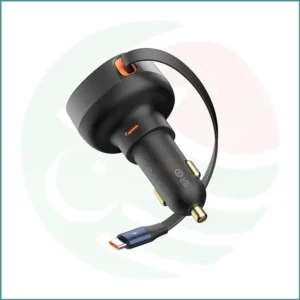 Baseus Enjoyment Pro Retractable USB‑C Car Charger | 60W | Dual Fast Charging | Compact Design