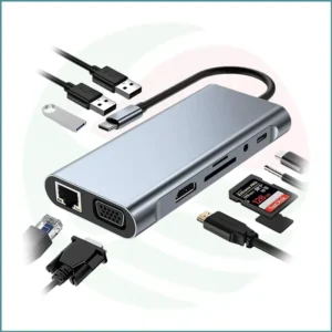 Haysenser USB‑C Hub | 10‑in‑1 Adapter | 4K HDMI + VGA | PD Charging | Ethernet | SD/TF | Audio