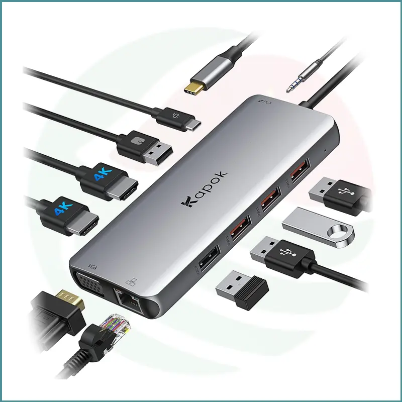 Kapok USB‑C Docking Station | 11‑in‑1 Hub | Triple Display | 100W PD