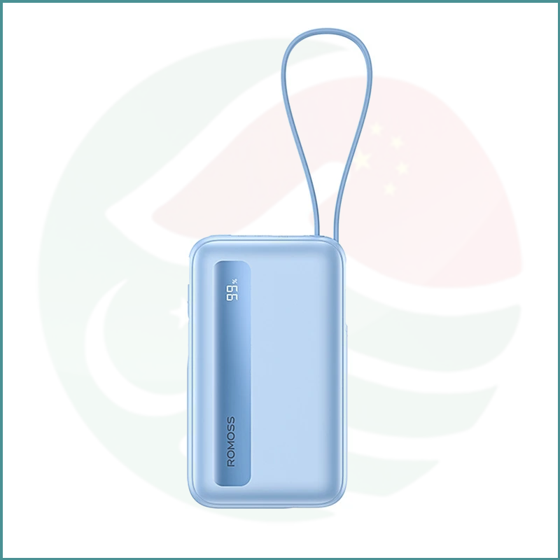 Romoss PPR20 Powerbank | 20,000mAh | Built‑in USB‑C & Lightning Cables | Blue - Image 2