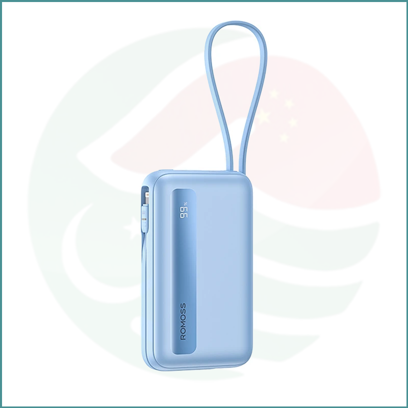 Romoss PPR20 Powerbank | 20,000mAh | Built‑in USB‑C & Lightning Cables | Blue - Image 3