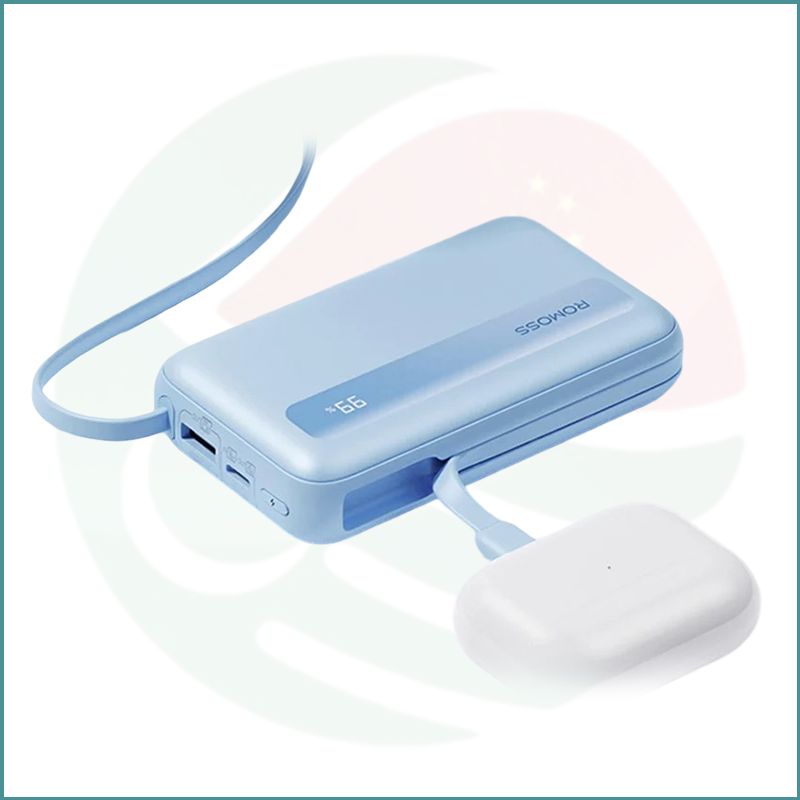 Romoss PPR20 Powerbank | 20,000mAh | Built‑in USB‑C & Lightning Cables | Blue - Image 7