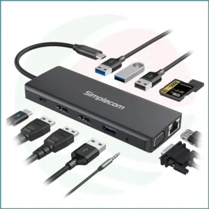 Simplecom CHN612 USB‑C 12‑in‑1 Docking Station | Dual HDMI + VGA | Triple Display | Gigabit LAN